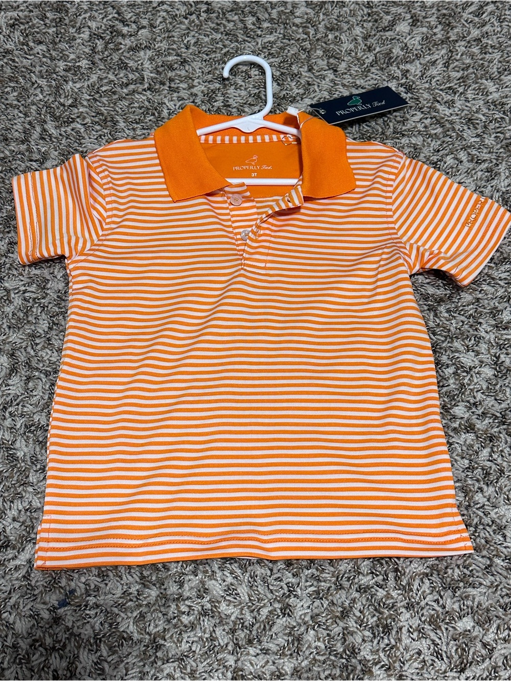 Properly Tied boys orange stripe polo NEW WITH TAGS size 3t